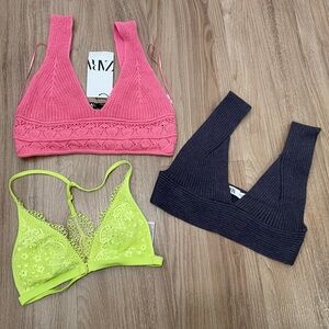 Lot 3 crop top bralette from Zara & VS Victoria secrets Medium XS